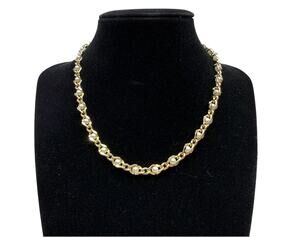 Elegant Gold Tone Faux Pearl Link Chain Necklace Fashion Jewelry Choker 15"
